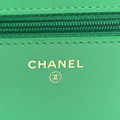 Chanel Lambskin Quilted Wallet On Chain WOC Green 5 of 11
