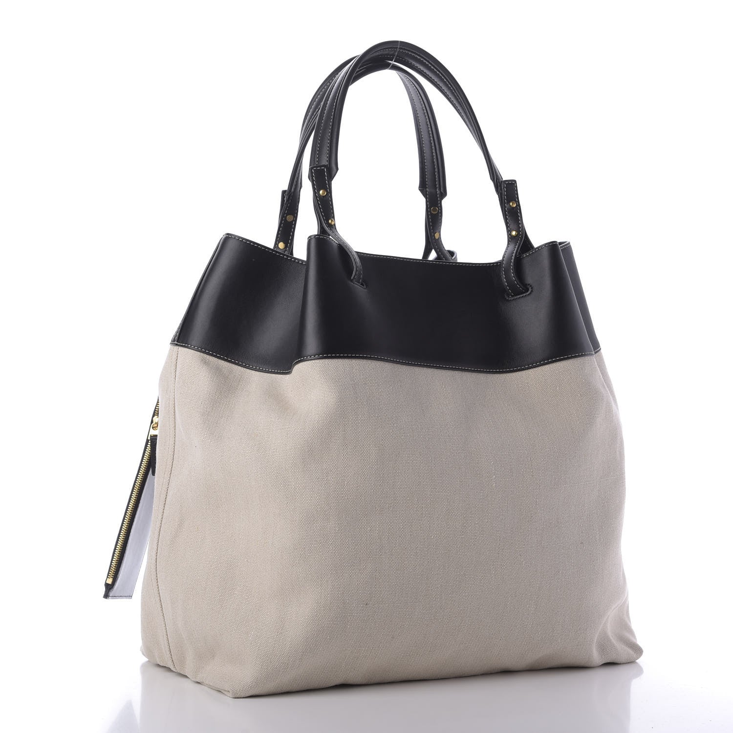 Bottega Veneta Natural Linen Matte Calfskin Quad Tote Black 3 of 9