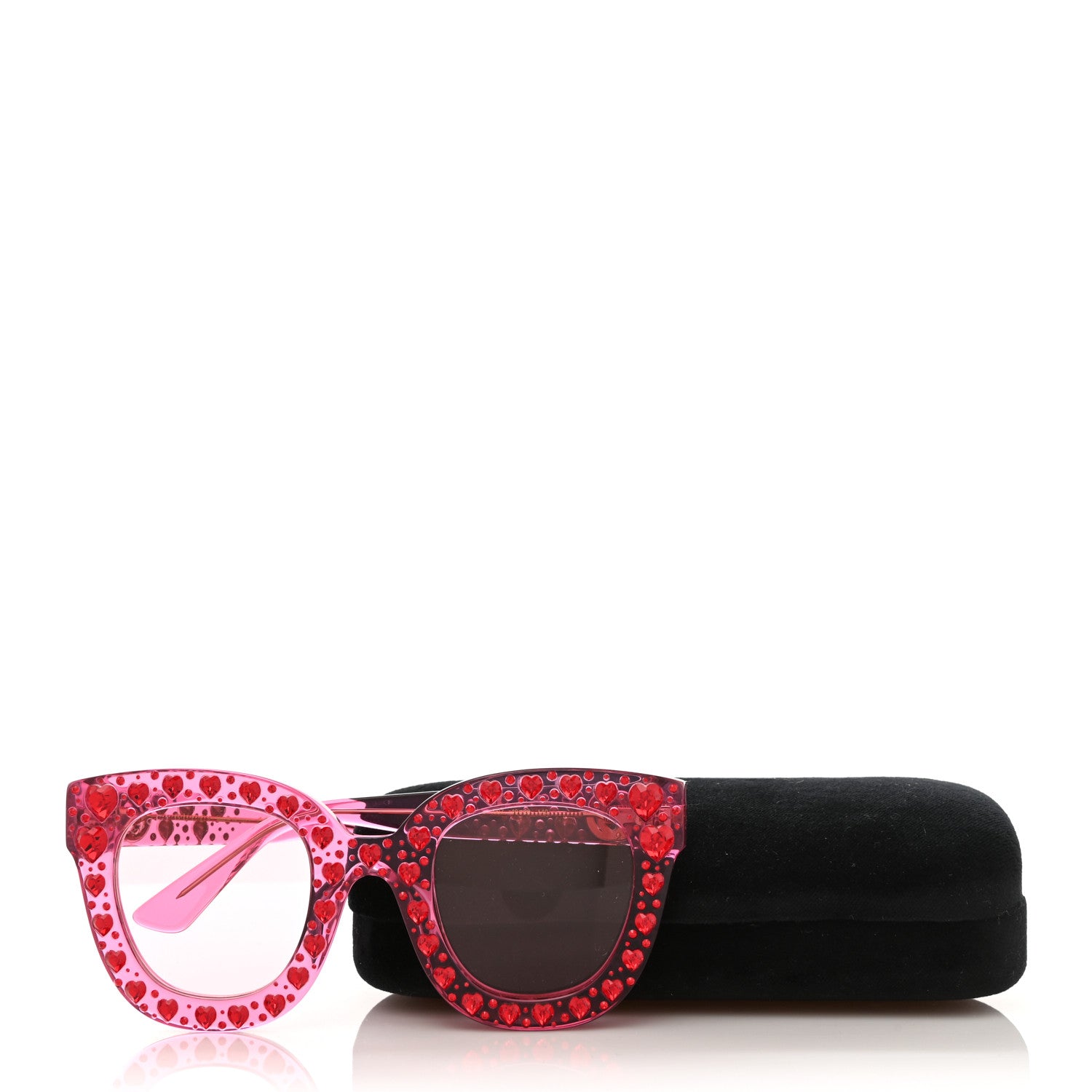 Gucci Acetate Crystal Heart GG0116S Sunglasses Fuchsia 8 of 8