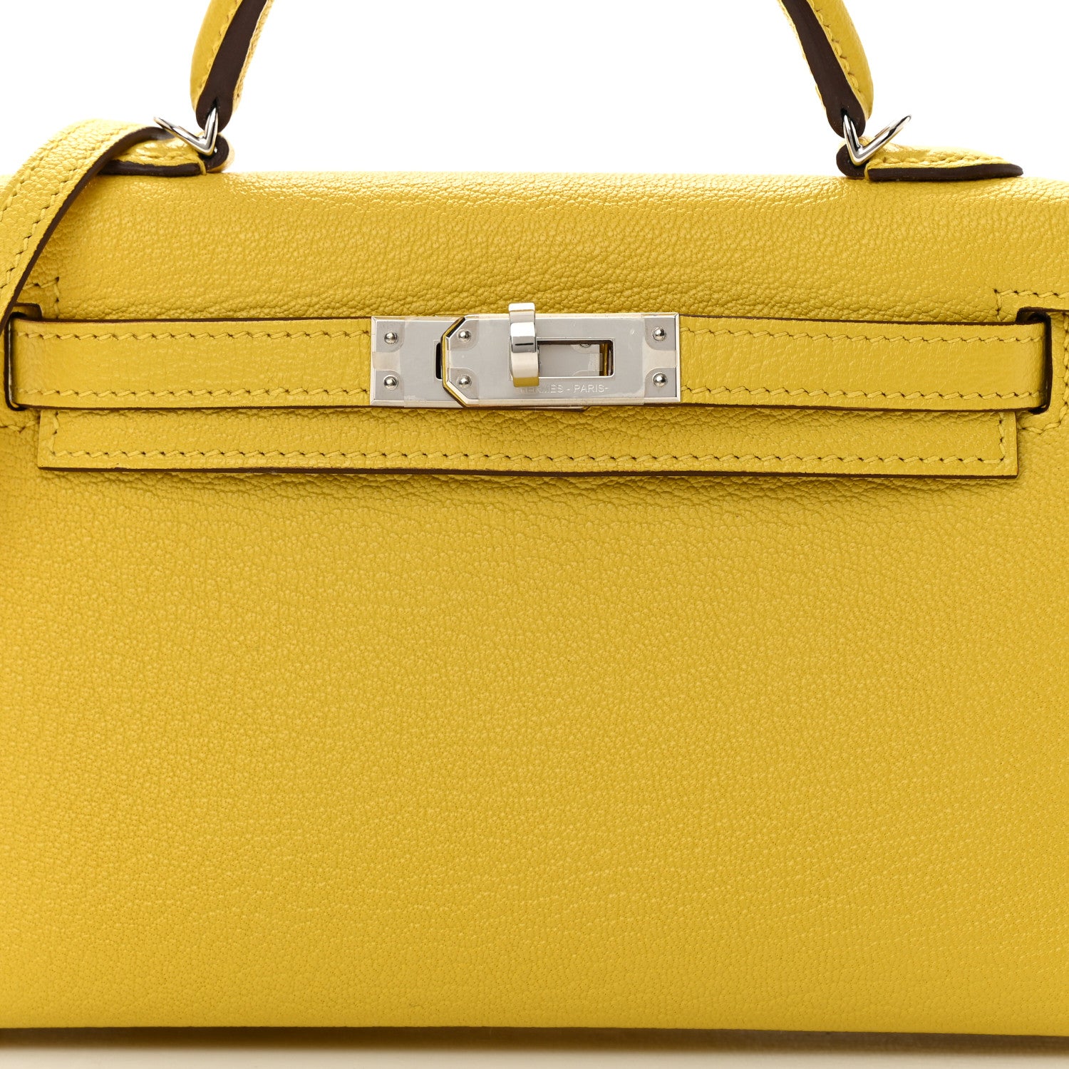 Hermes Chevre Mysore Verso Mini Kelly Sellier 20 Jaune De Naples Nata 8 of 14