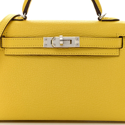 Hermes Chevre Mysore Verso Mini Kelly Sellier 20 Jaune De Naples Nata 8 of 14