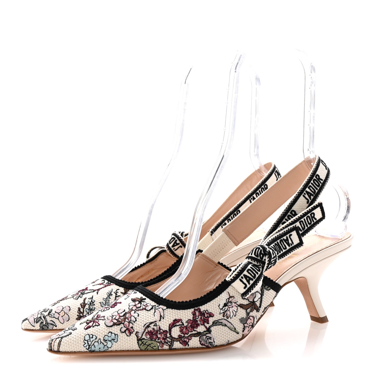 Christian Dior Canvas Embroidered Millefiori J'Adior Slingback 65mm Pumps 41 Nude White 4 of 10