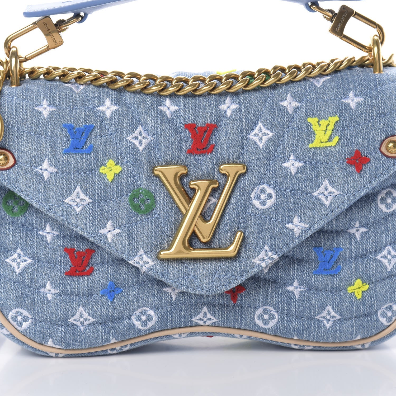 Louis Vuitton Embroidered Monogram Denim New Wave Chain MM 8 of 11