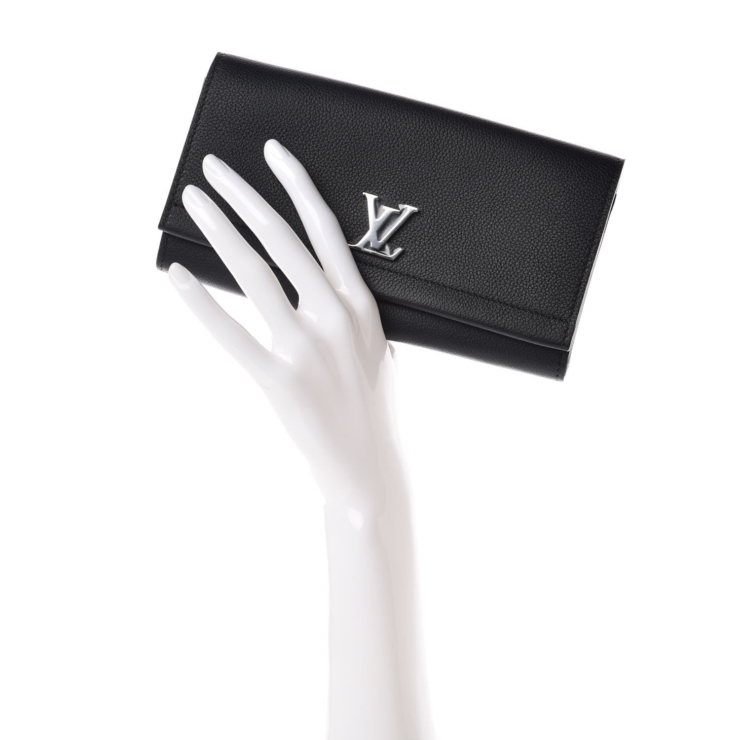 Louis Vuitton Calfskin Lockme II Wallet Black 2 of 9