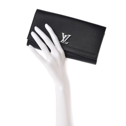 Louis Vuitton Calfskin Lockme II Wallet Black 2 of 9