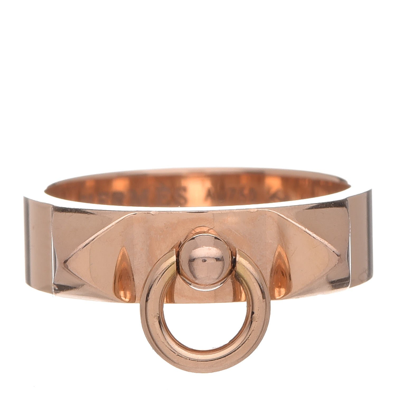 Hermes 18K Rose Gold PM Collier De Chien Ring 50 5.5 1 of 7