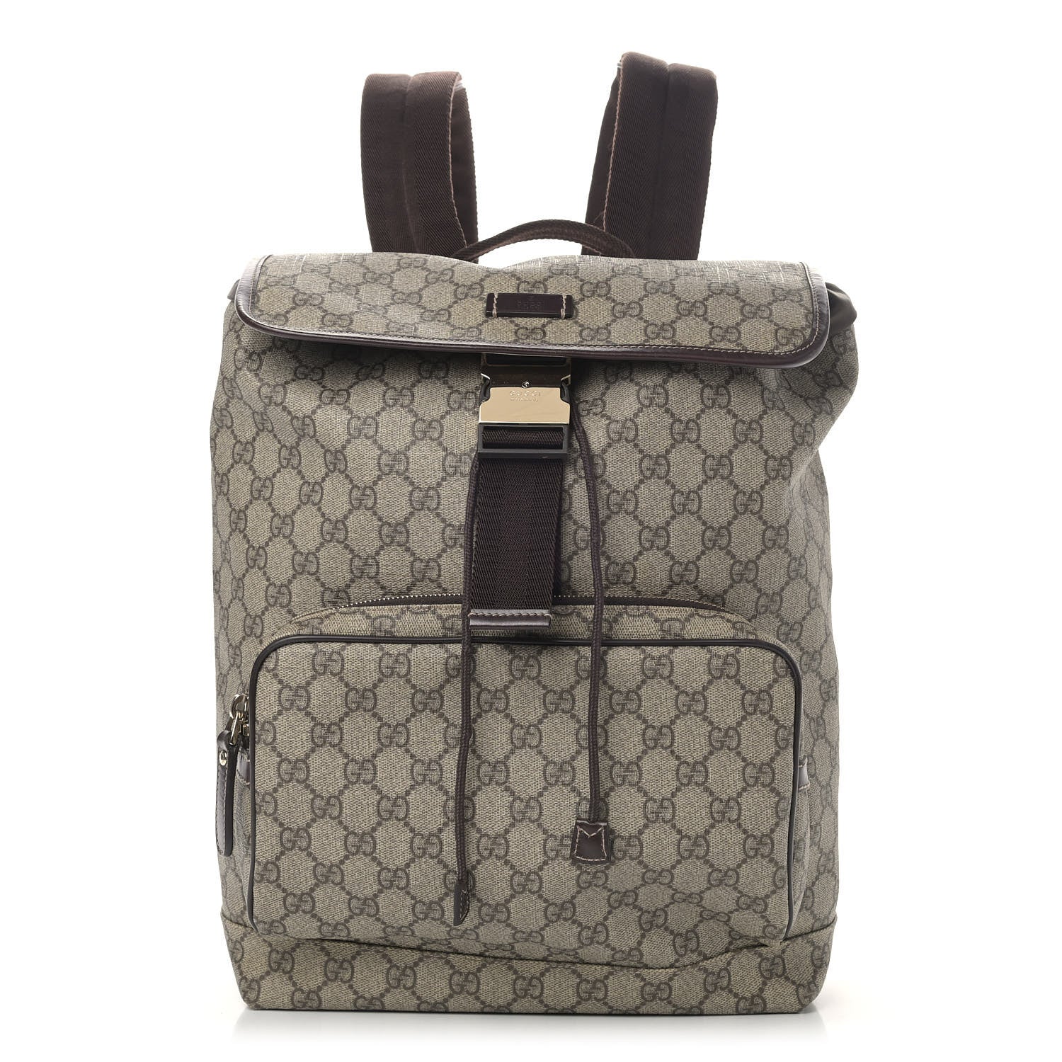 Gucci GG Supreme Monogram Medium Single Buckle Rucksack Backpack Beige Ebony Brown 1 of 9