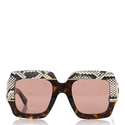 Gucci Snakeskin Acetate Square Sunglasses GG0484S Havana 2 of 9