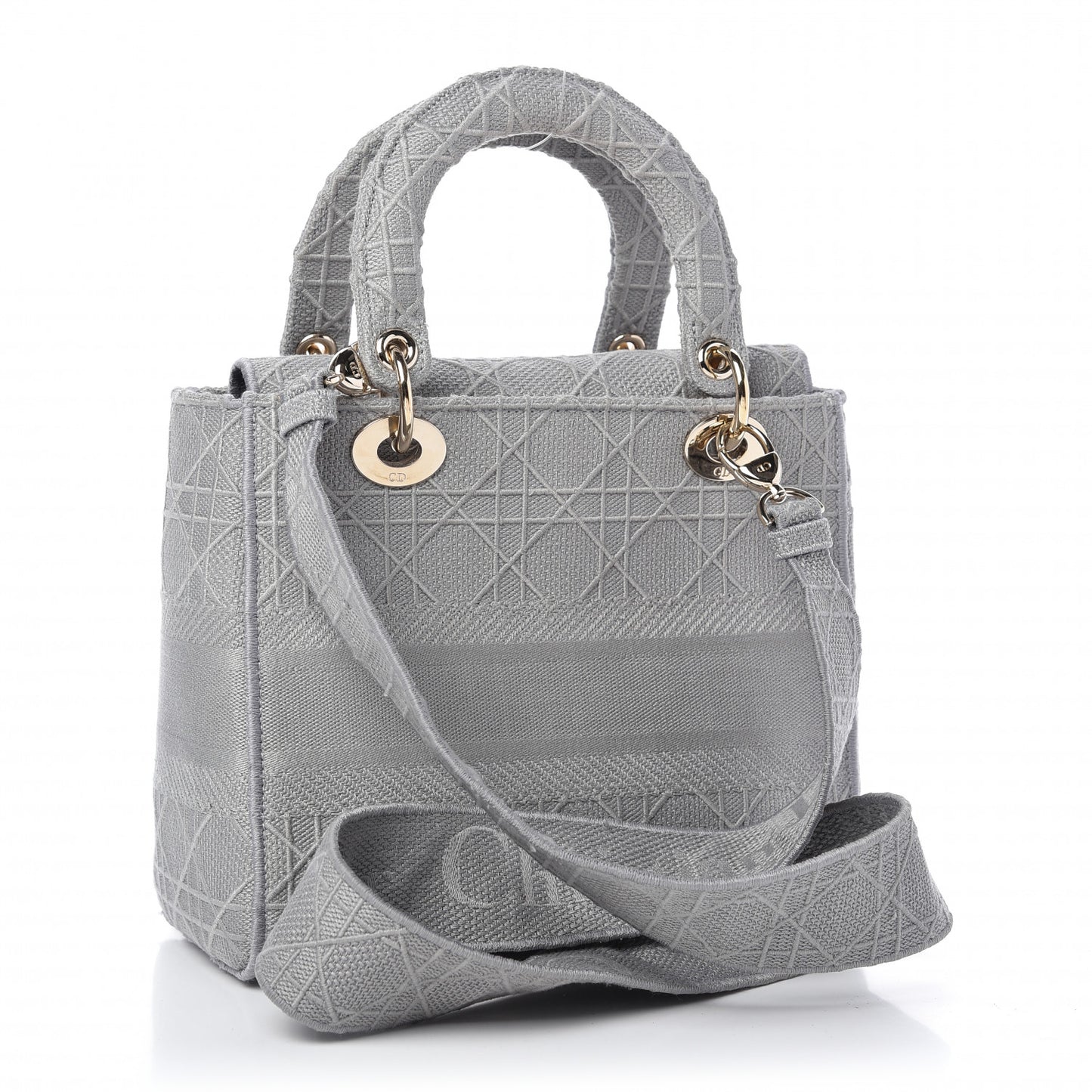 Canvas Embroidered Cannage Medium Lady D-Lite Stone Gray