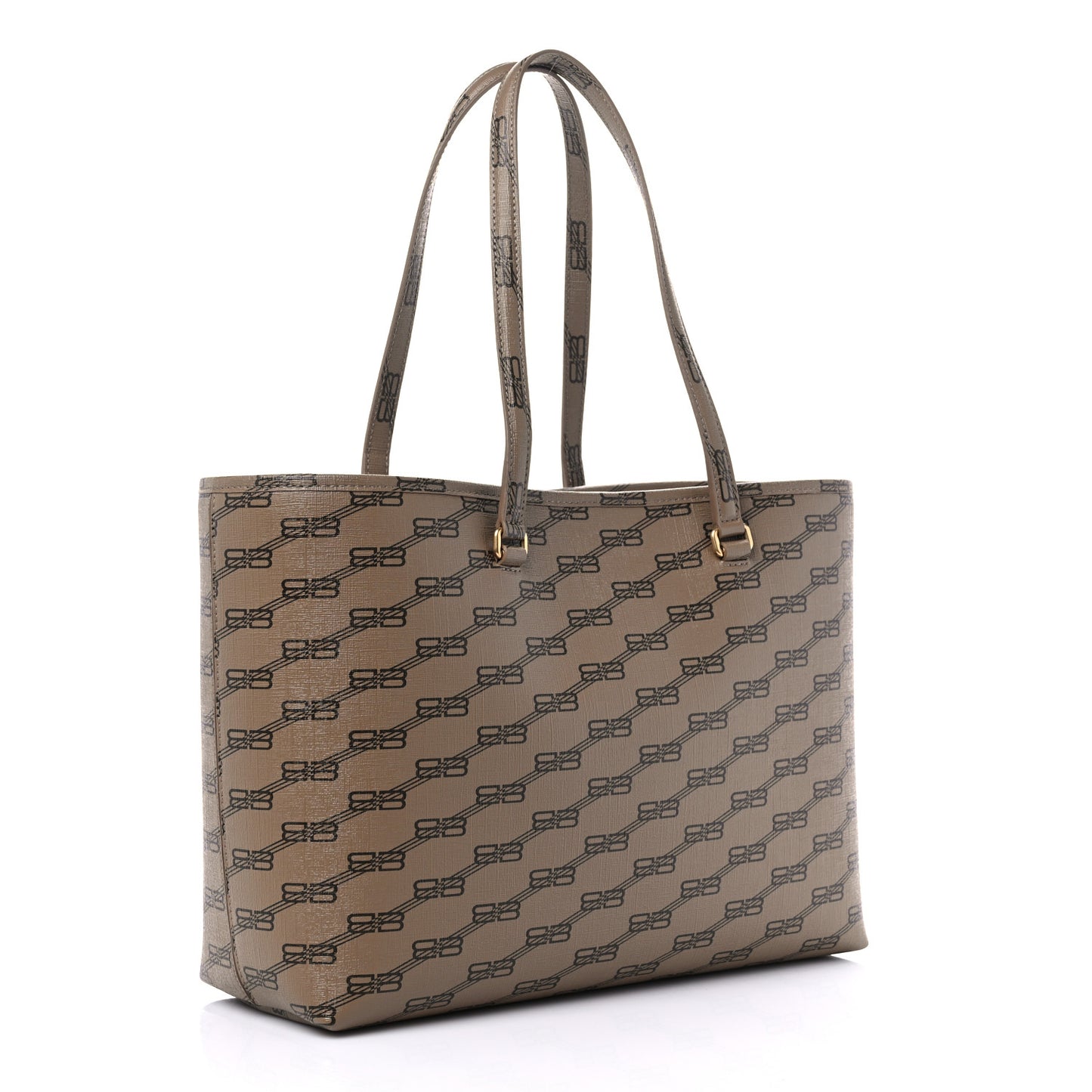 Coated Canvas BB Monogram Medium Signature East West Shopper Bag Beige Brown