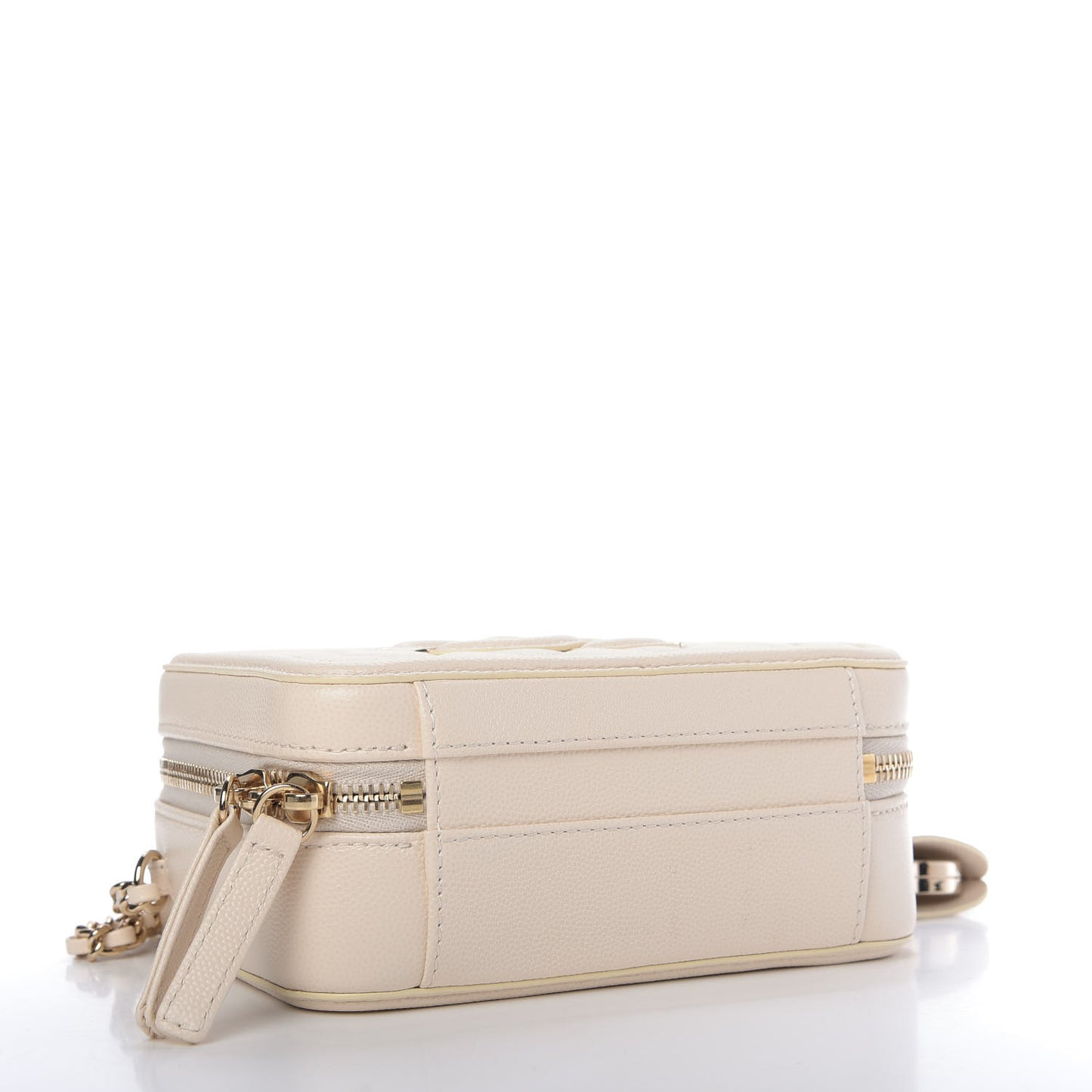 Caviar Quilted Small CC Filigree Vanity Case Light Beige