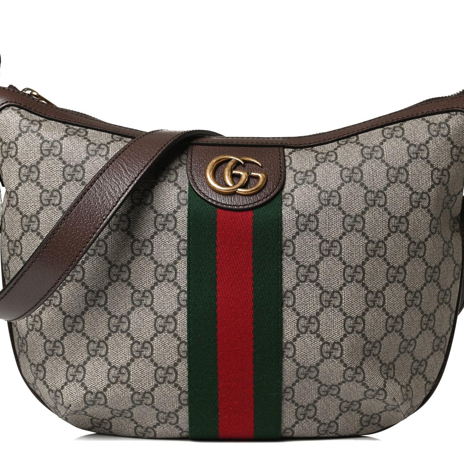 Gucci GG Supreme Monogram Web Small Ophidia Half Moon Hobo Brown 9 of 13