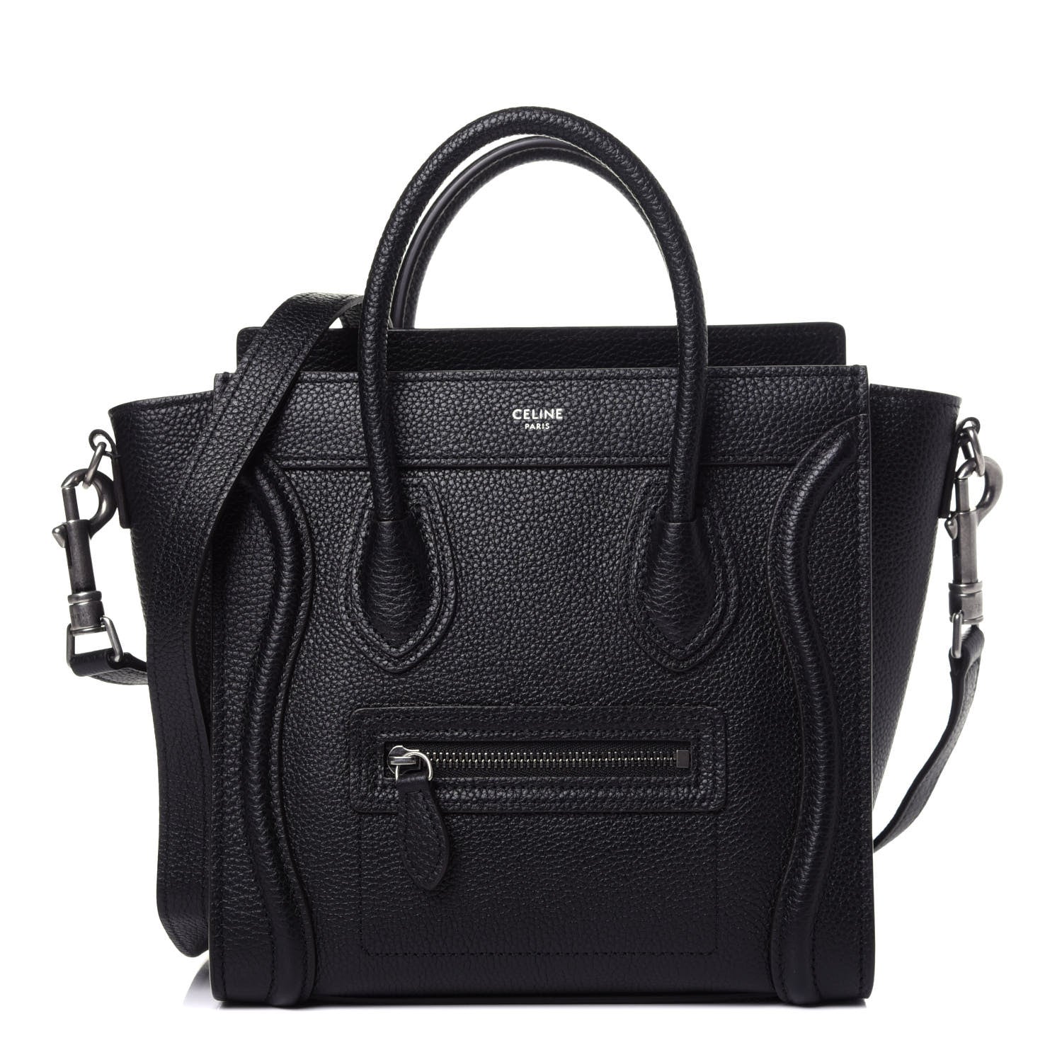 Celine Drummed Calfskin Nano Luggage Black 1 of 12
