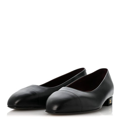Chanel Lambskin Cap Toe CC Uniform Ballerina Flats 39 Black 4 of 10