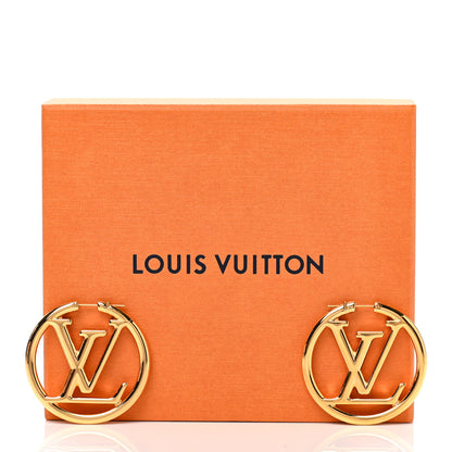 Louis Vuitton Metal Louise Hoop Earrings Gold 5 of 5