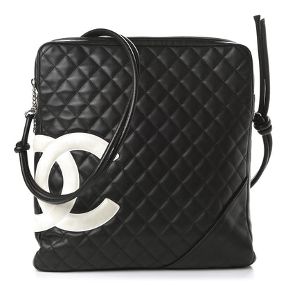 Chanel Calfskin Quilted Large Cambon Messenger Black White 1 of 12