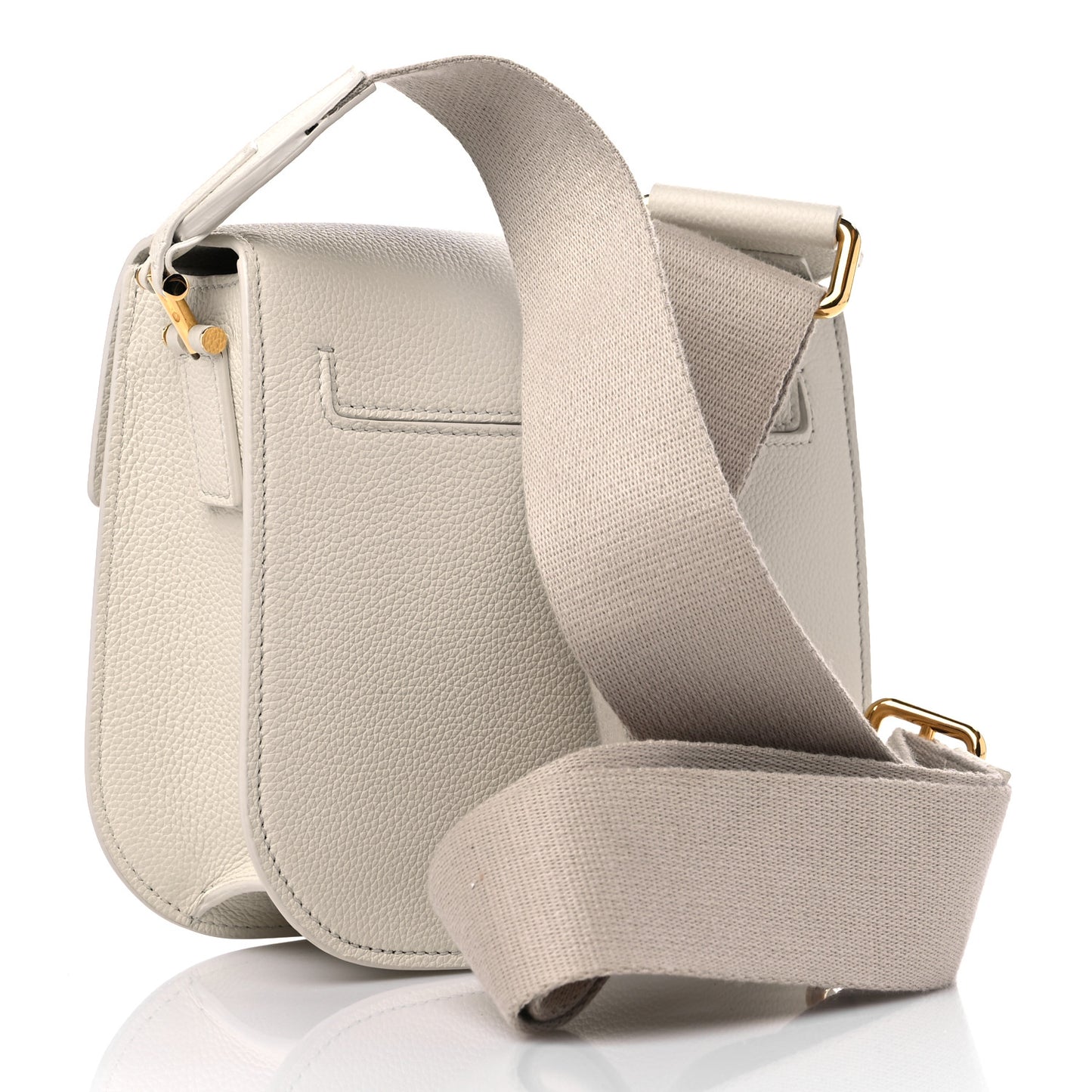 Grained Calfskin T Clasp Tara Crossbody Bag White