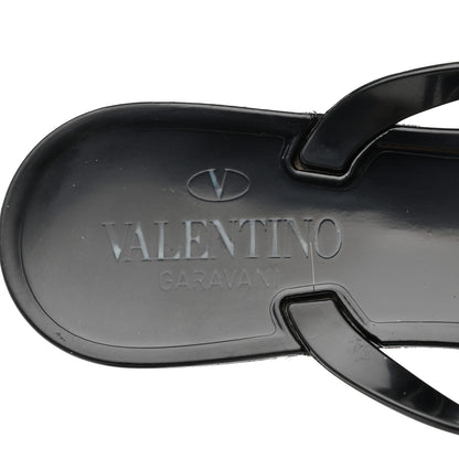 Valentino Garavani PVC Jelly Rockstud Bow Thong Sandals 37 Black 6 of 7