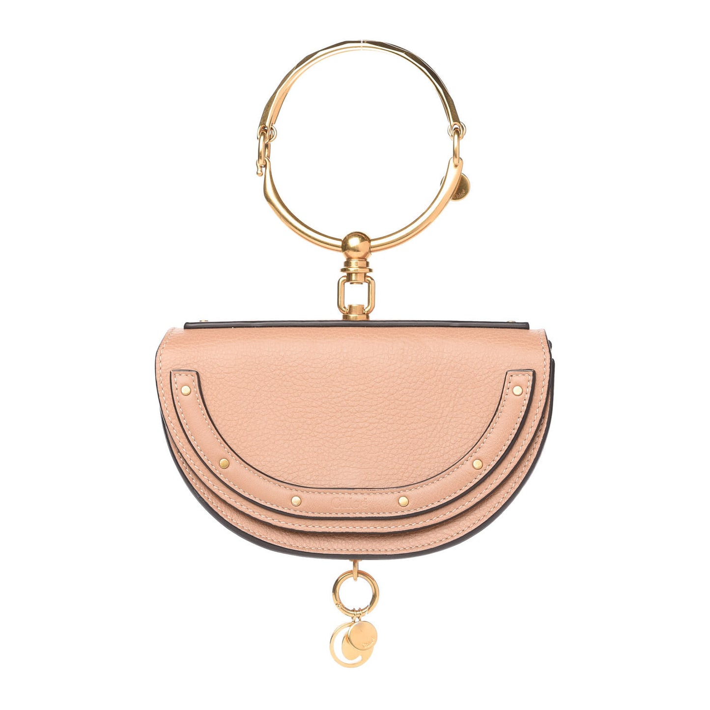 Calfskin Small Nile Bracelet Minaudiere Bag Biscotti Beige
