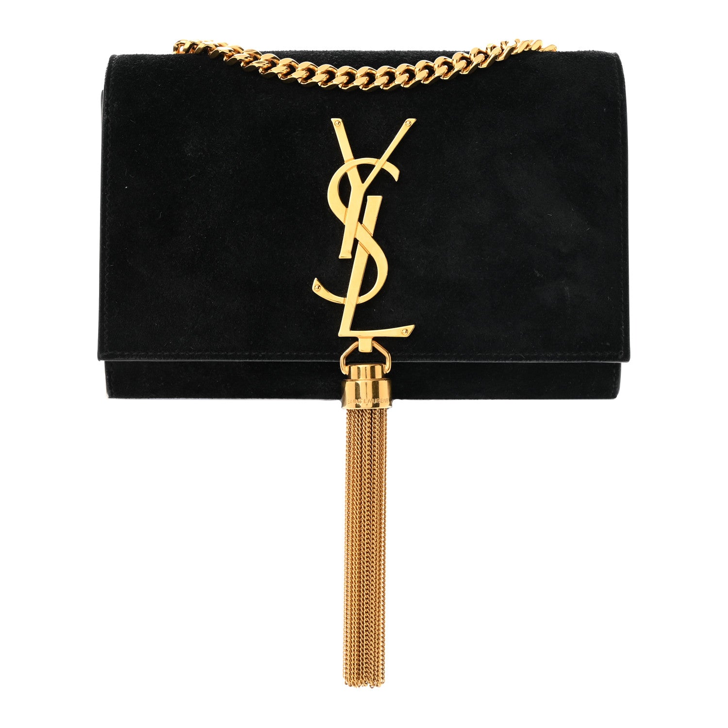 Saint Laurent Suede Small Classic Monogram Kate Tassel Satchel Black 1 of 12