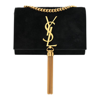Saint Laurent Suede Small Classic Monogram Kate Tassel Satchel Black 1 of 12