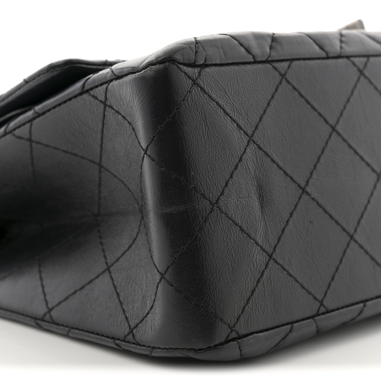Aged Calfskin Quilted 2.55 Reissue 227 Flap Black