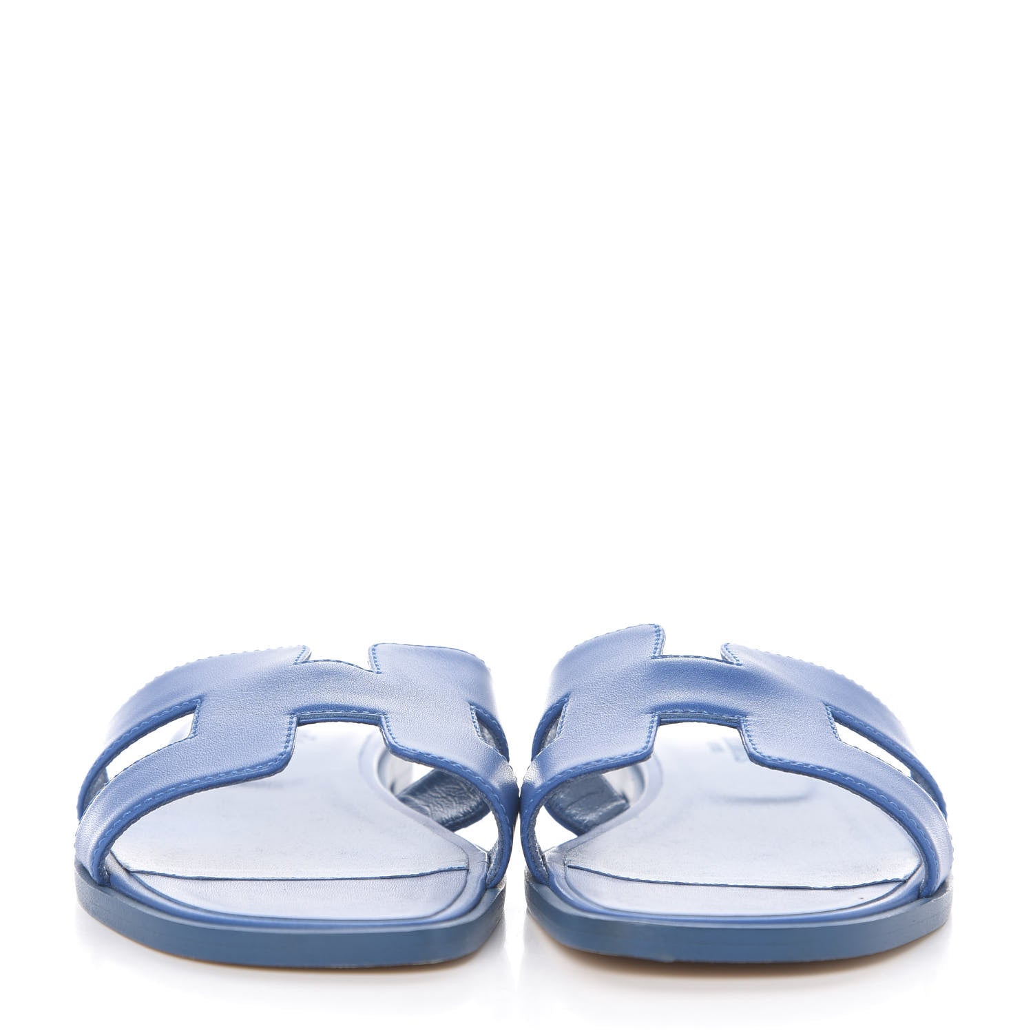 Hermes Calfskin Oran Sandals 36.5 Bleu De Chine 2 of 8