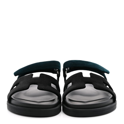Hermes Velvet Womens Chypre Sandals 36 Black Vert Mousse 3 of 9