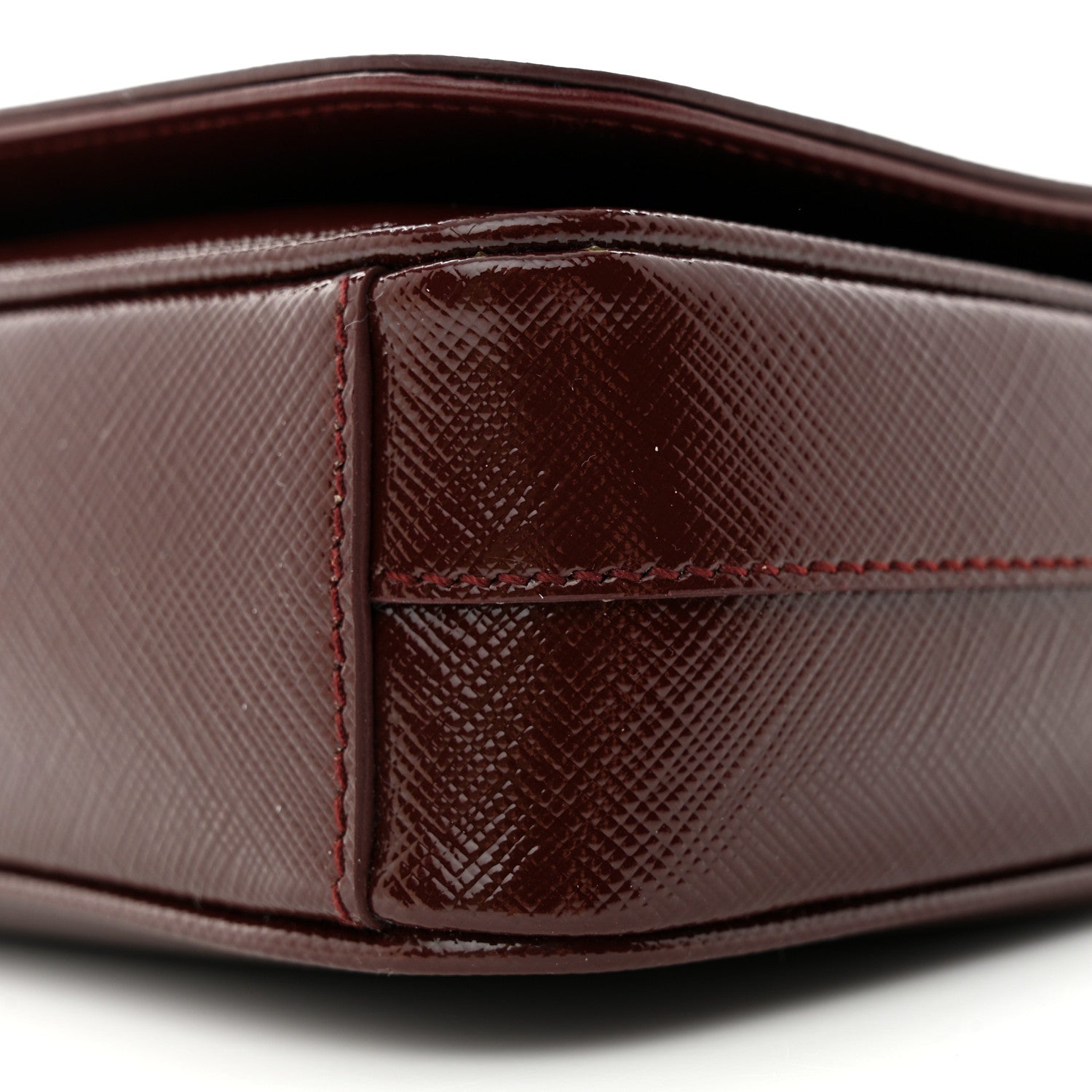 Prada Saffiano Vernice Flap Chain Crossbody Granato 9 of 10