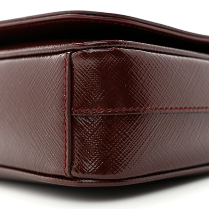 Prada Saffiano Vernice Flap Chain Crossbody Granato 9 of 10