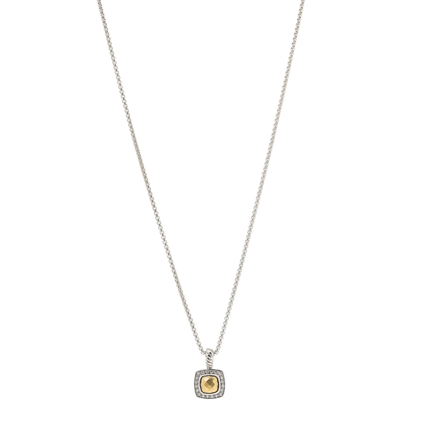 Sterling Silver 18K Yellow Gold Diamond Petite Albion Dome Pendant Necklace