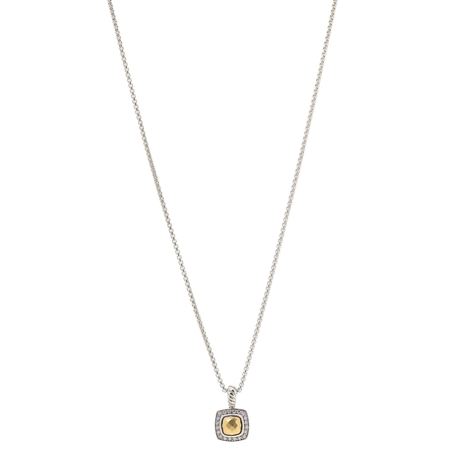 David Yurman Sterling Silver 18K Yellow Gold Diamond Petite Albion Dome Pendant Necklace 1 of 5