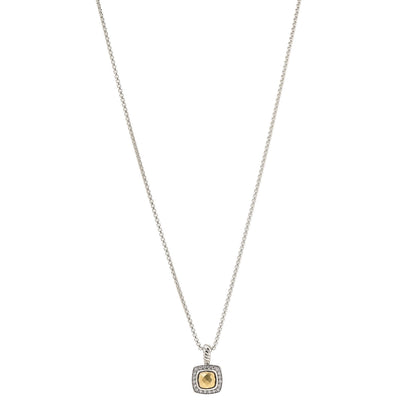 David Yurman Sterling Silver 18K Yellow Gold Diamond Petite Albion Dome Pendant Necklace 1 of 5