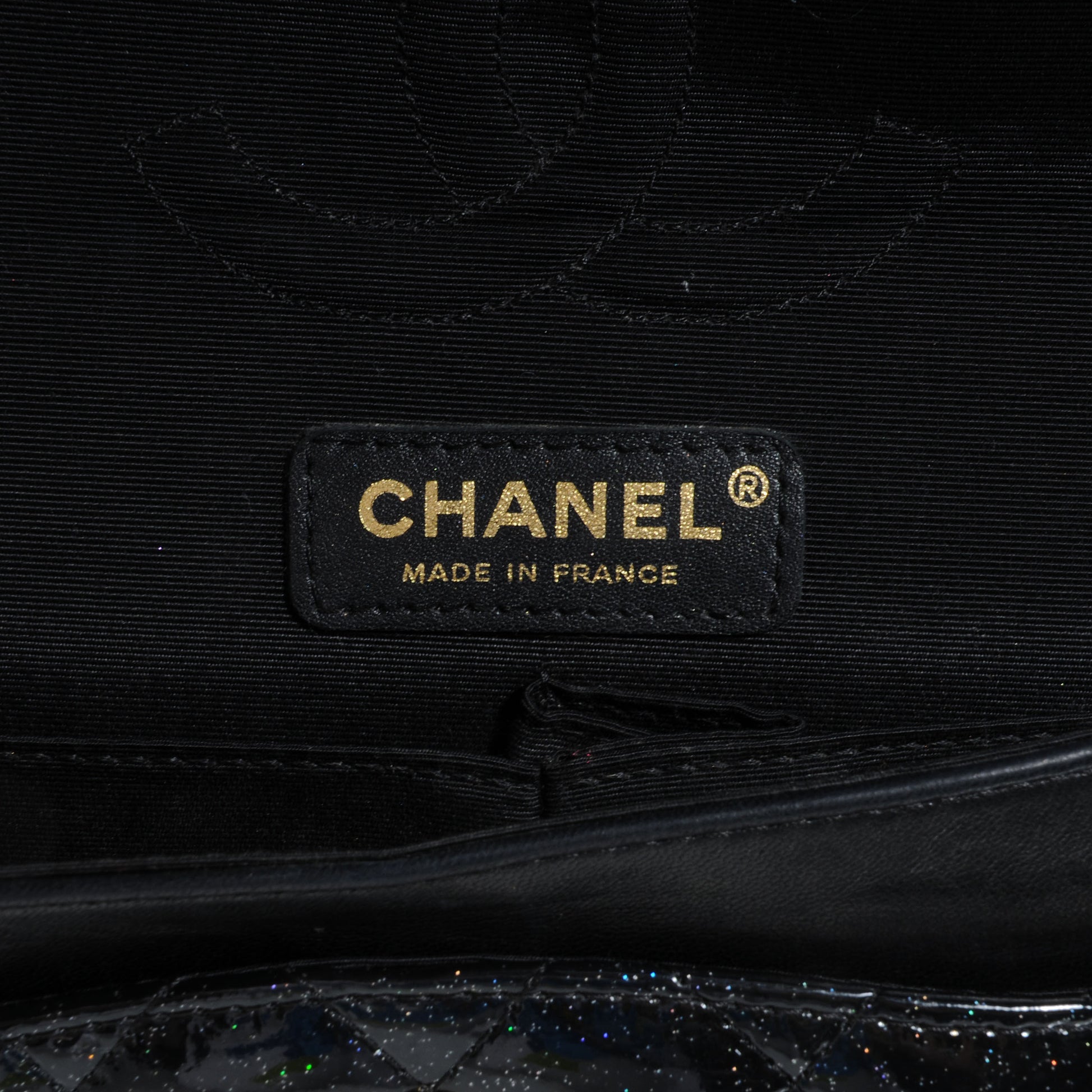 Chanel Glitter Patent Quilted Evening Star Medium Double Flap Black 6 of 9