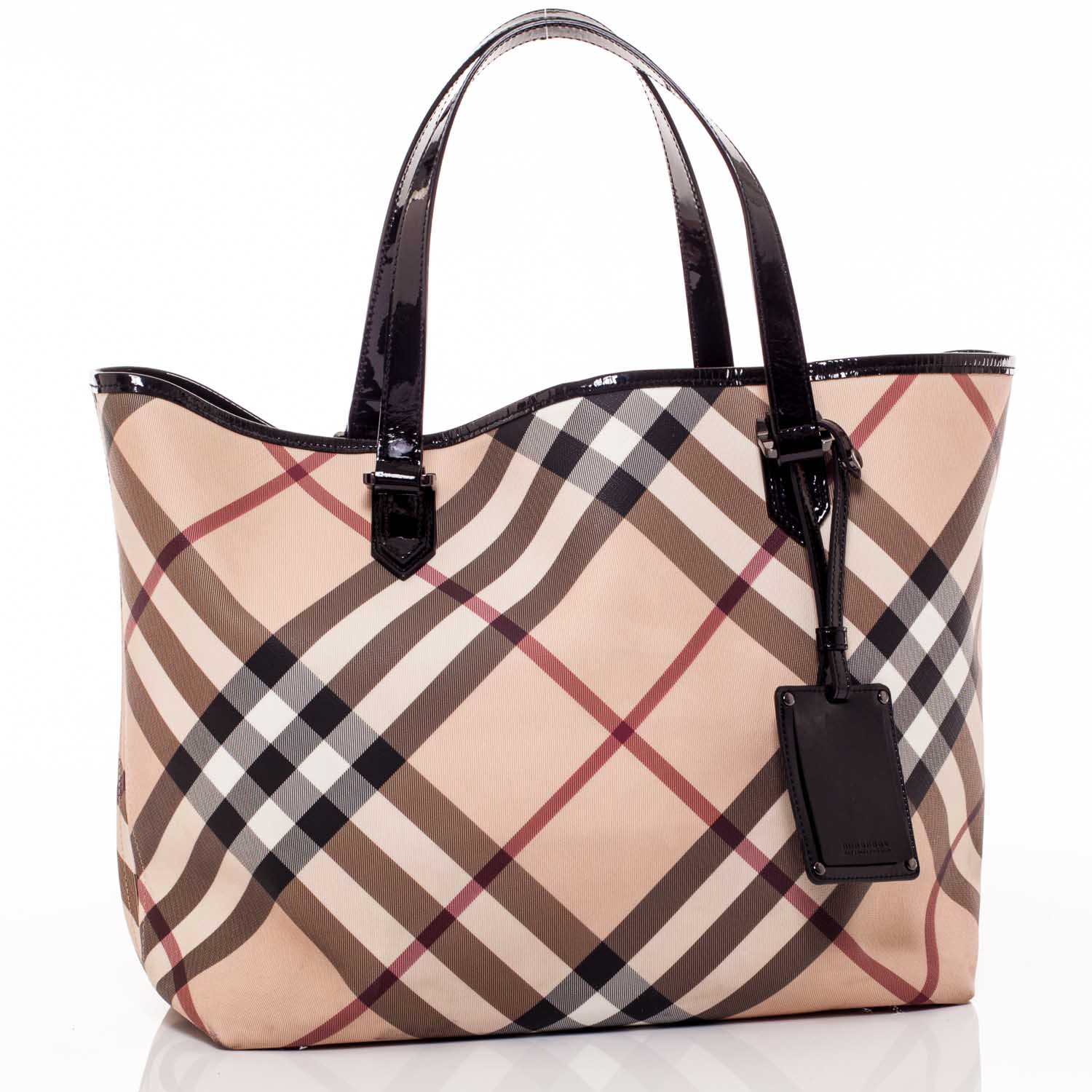 Burberry Patent Trim Nova Check Nickie Tote 1 of 10