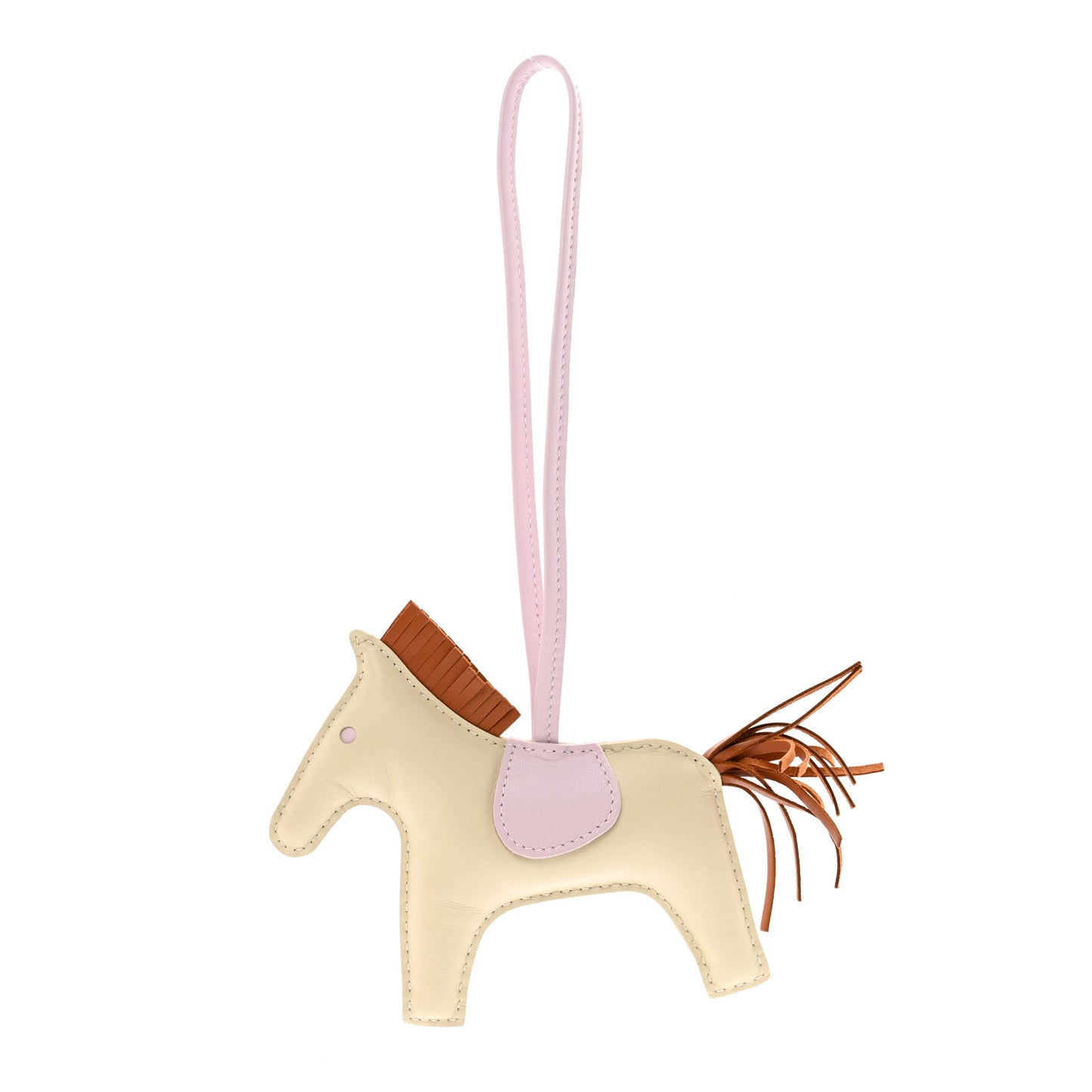 Milo Lambskin Grigri Rodeo Horse Bag Charm MM Craie Gold Mauve Pale