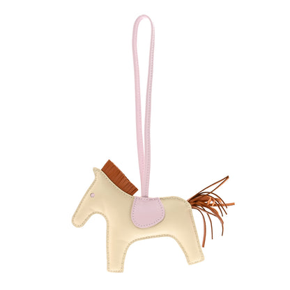 Hermes Milo Lambskin Grigri Rodeo Horse Bag Charm MM Craie Gold Mauve Pale 1 of 4