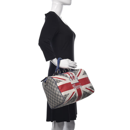 Gucci GG Plus Monogram Sloaney Union Jack British Flag Medium Boston Blue 2 of 13