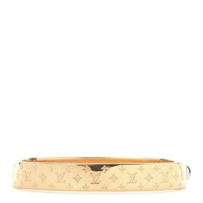 Louis Vuitton Brass Monogram Nanogram Cuff S Gold 1 of 4