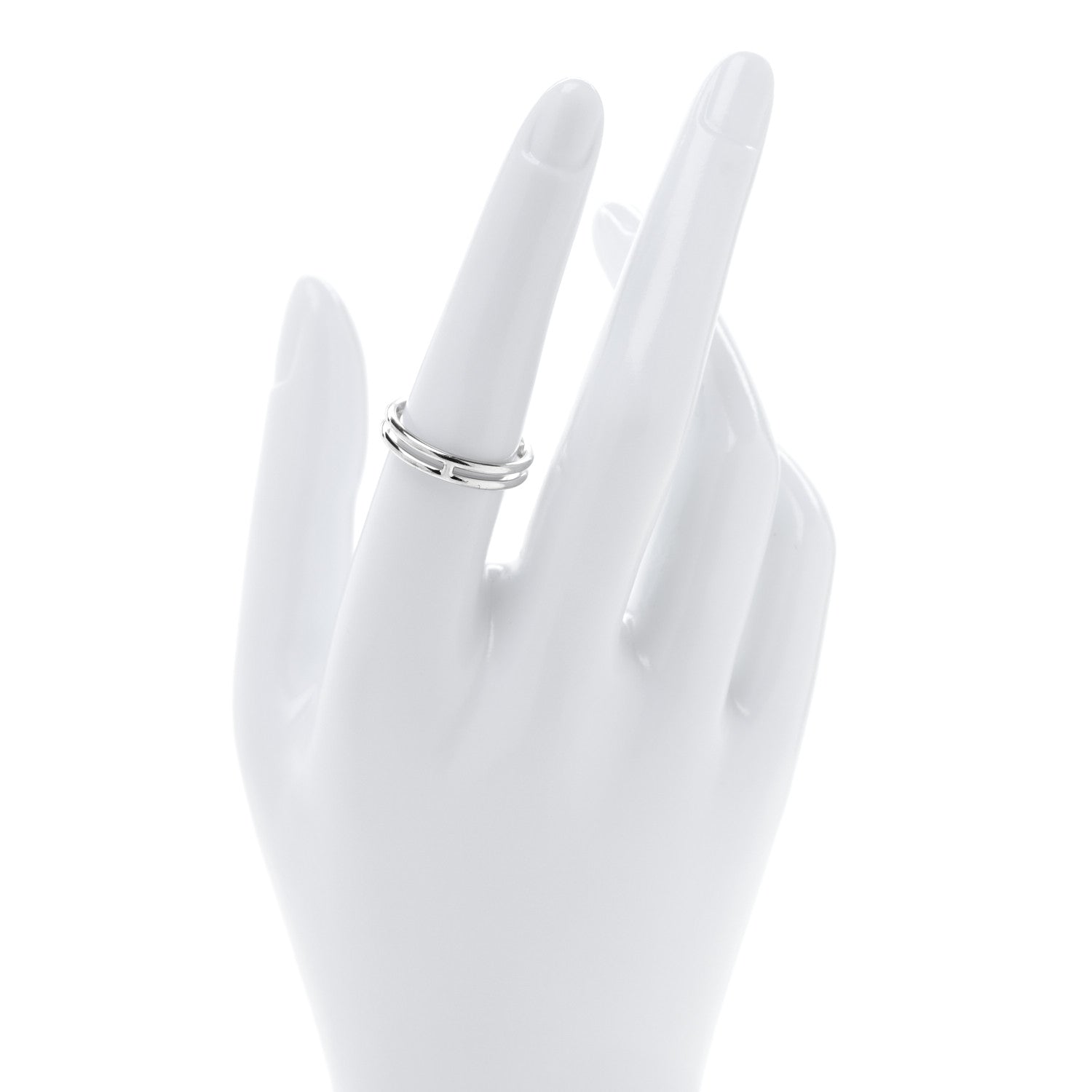 Hermes 18K White Gold Ariane Wedding Band Ring 55 7.25 2 of 5