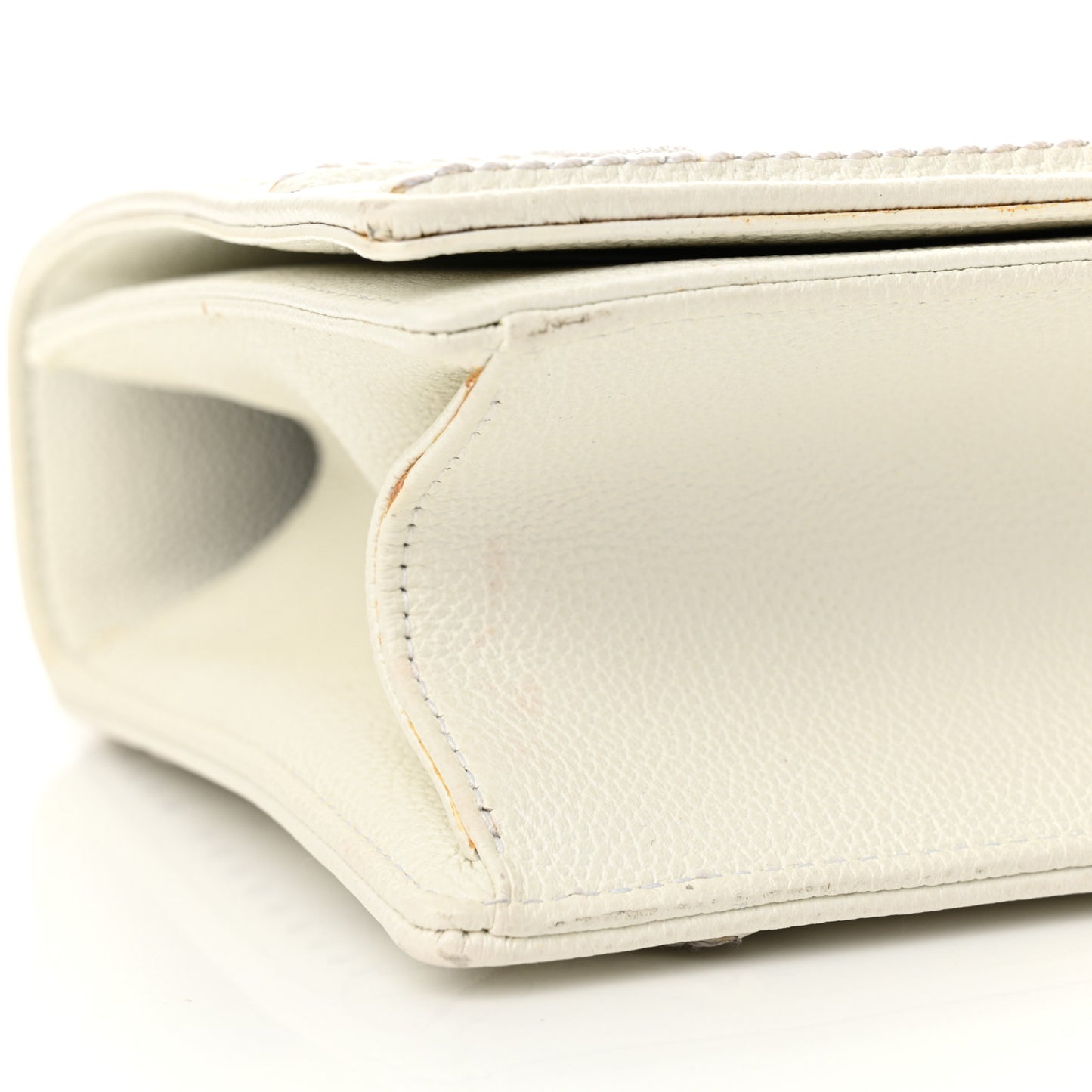 Grained Calfskin Perforated Diorama Flap Bag Latte