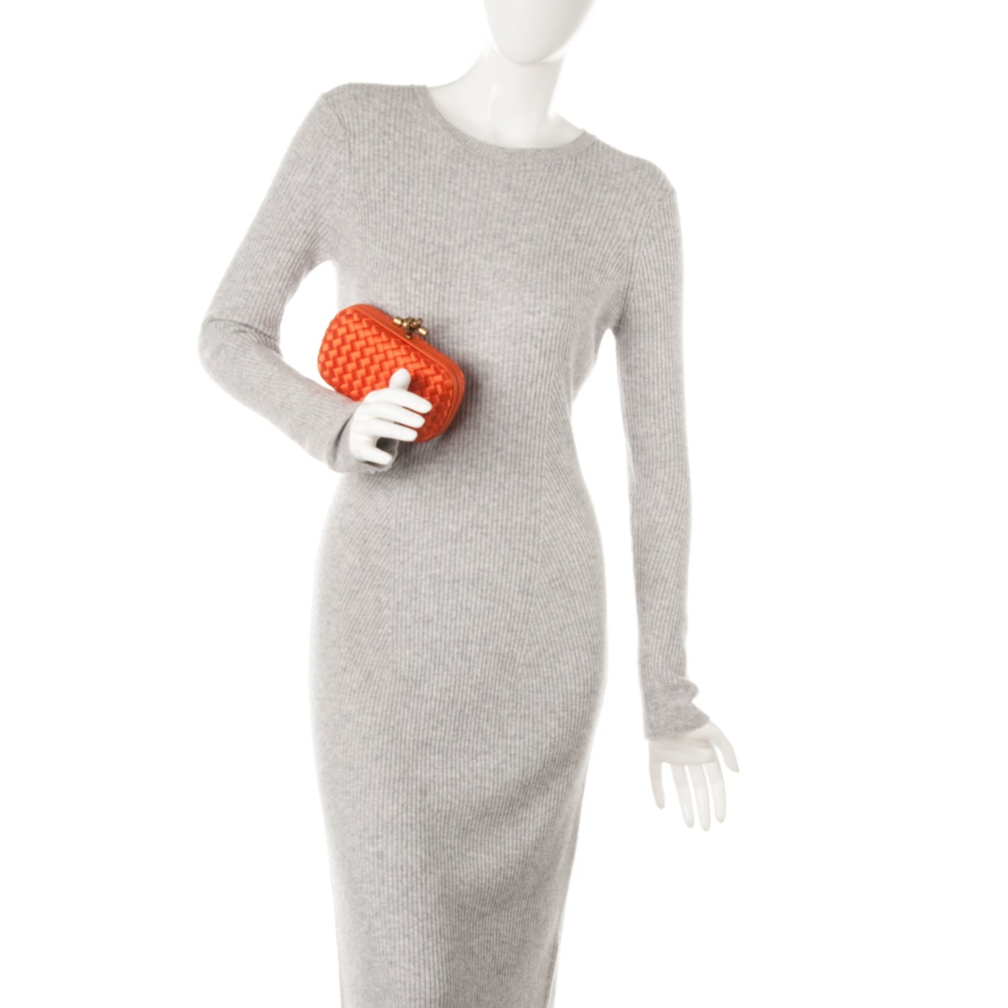 Satin Intreccio Impero Knot Clutch Orange