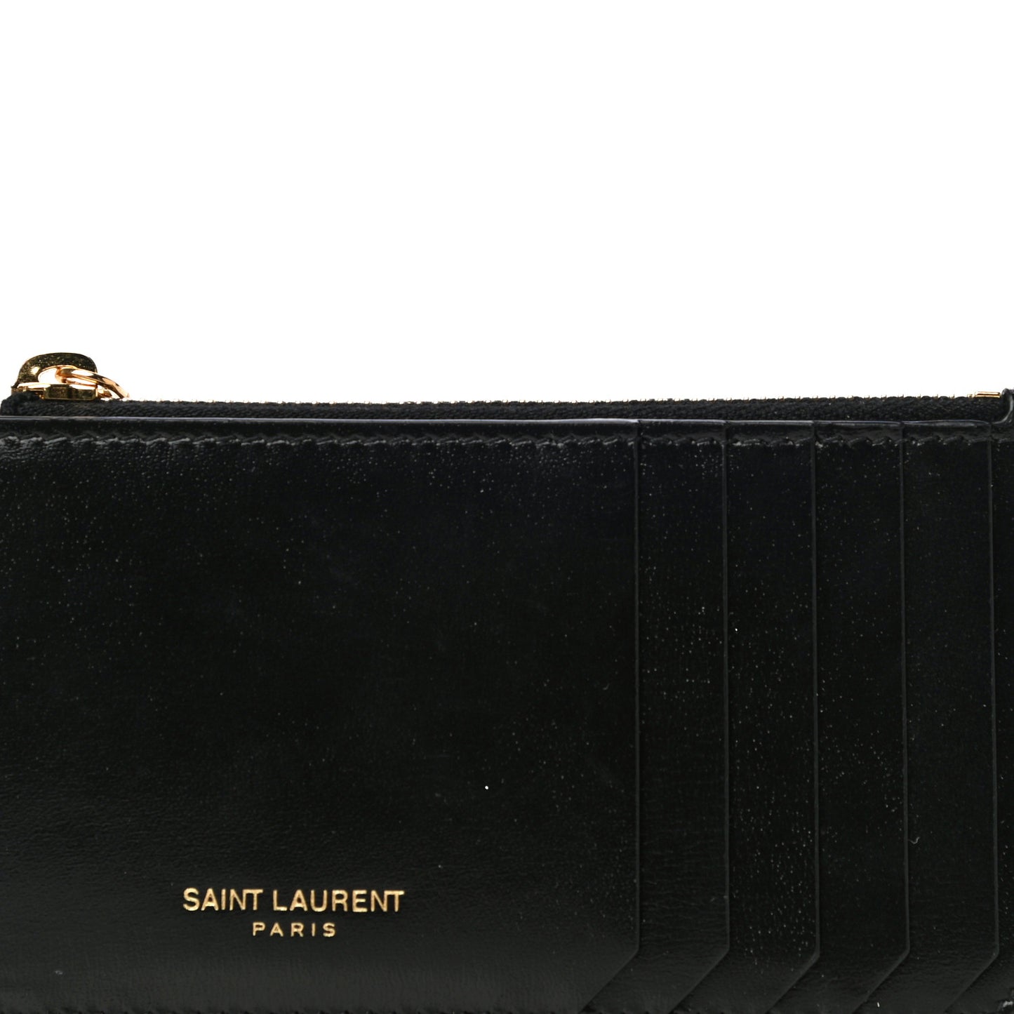 Calfskin 5 Fragments Zip Pouch Card Holder Black