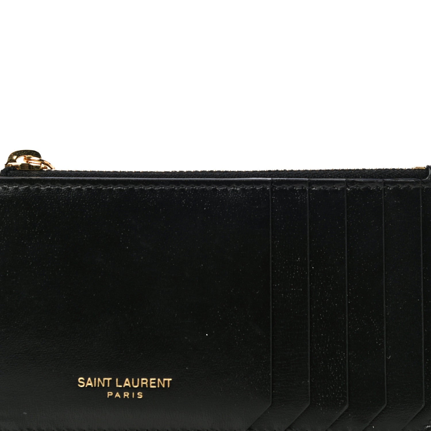 Saint Laurent Calfskin 5 Fragments Zip Pouch Card Holder Black 8 of 12
