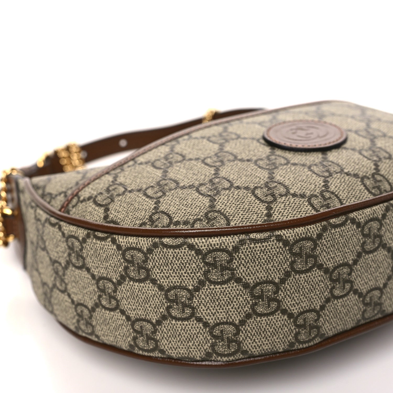 Gucci GG Supreme Monogram Azalea Calfskin Mini Retro Interlocking G Half Moon Bag Beige Ebony Brown Sugar 9 of 11