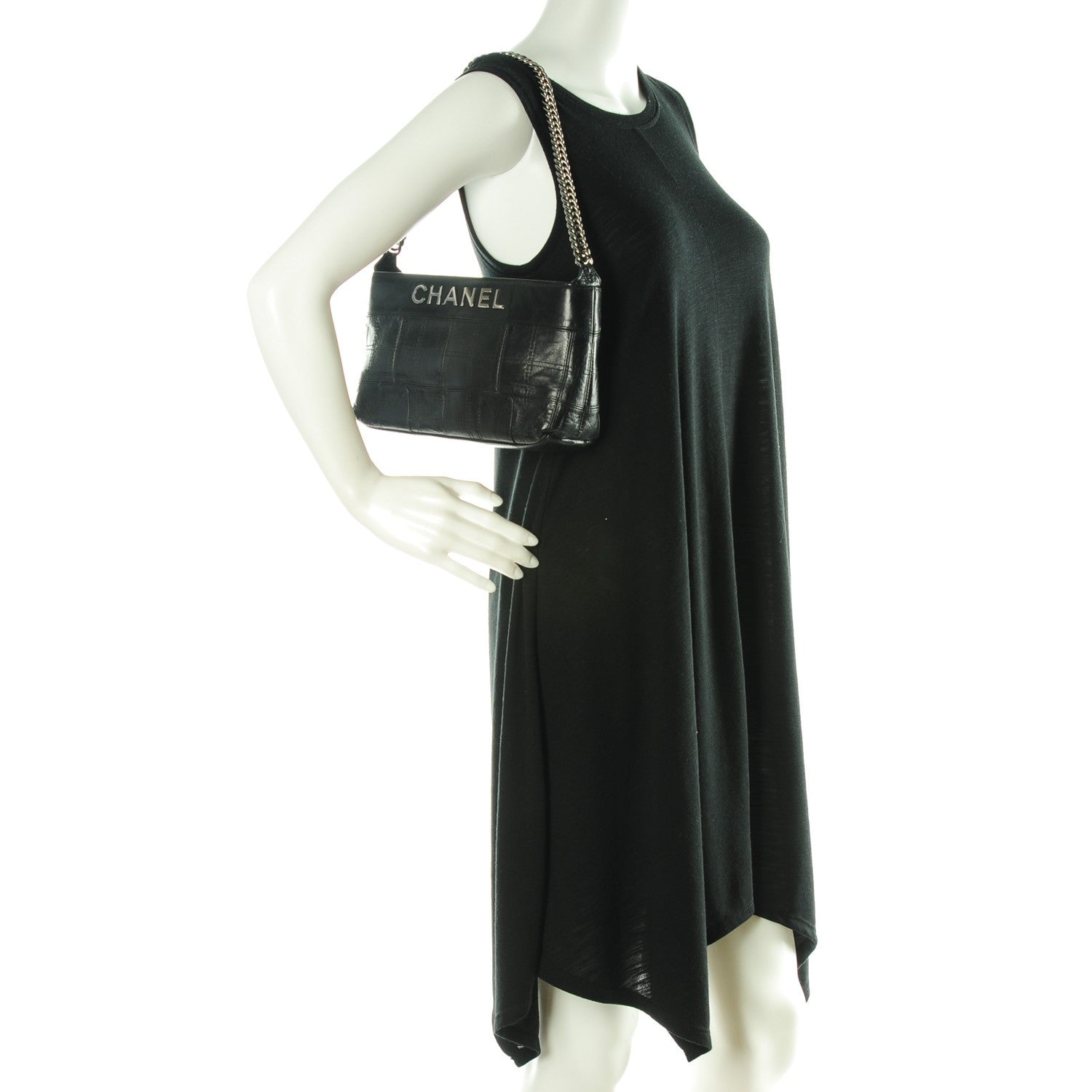 Chanel Lambskin Square Stitched Lax Shoulder Bag Black 2 of 7