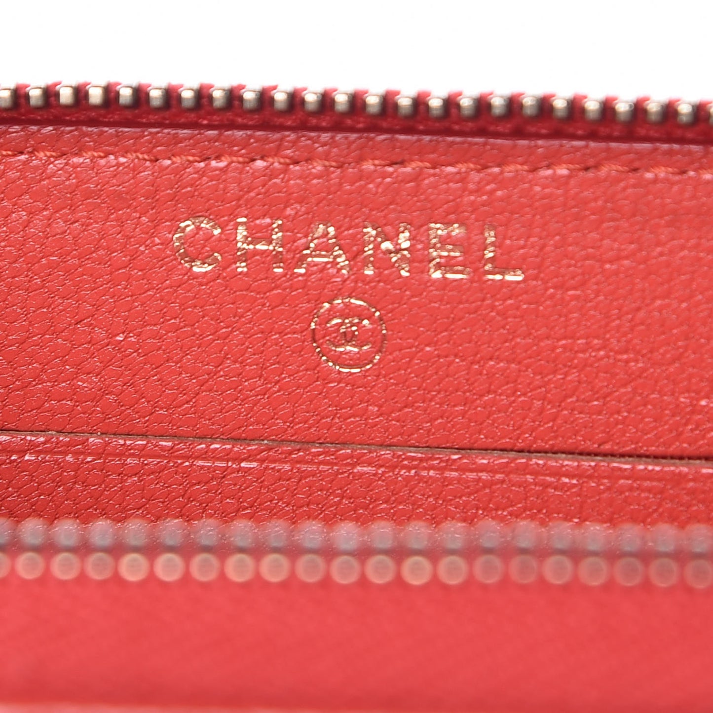 Shiny Goatskin Diagonal Quilted Small Zip Around Wallet Red