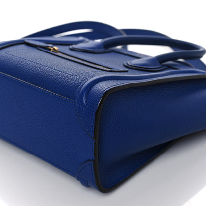 Celine Drummed Calfskin Nano Luggage Indigo 10 of 10