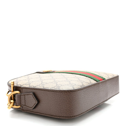 Gucci GG Supreme Monogram Textured Dollar Calfskin Web Ophidia Wristlet Shoulder Bag Beige Ebony New Acero 4 of 9