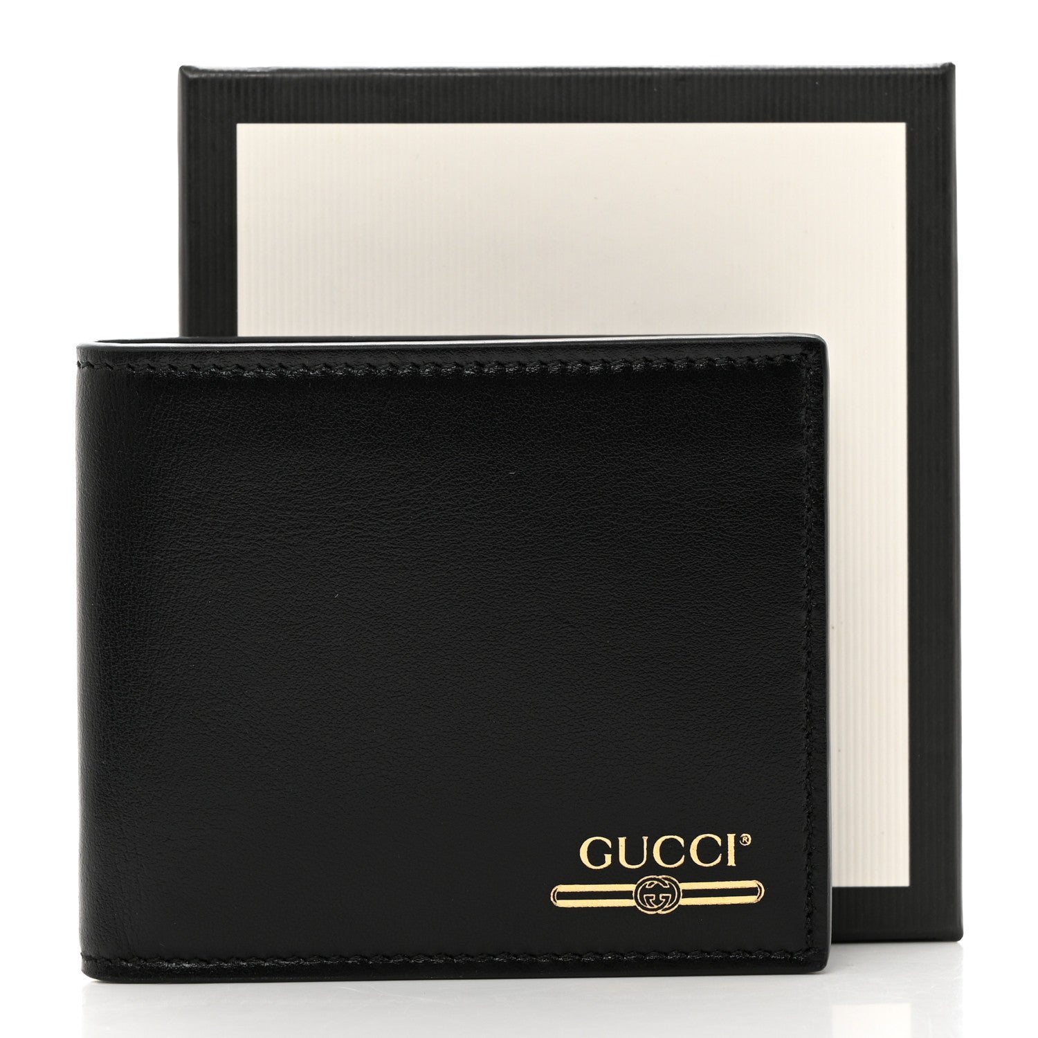 Gucci Plutone Calfskin Logo Bi-Fold Wallet Black 8 of 8